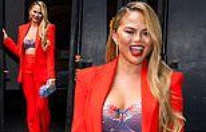 Chrissy Teigen raises temperatures as she flashes her sexy floral bra in hot ...