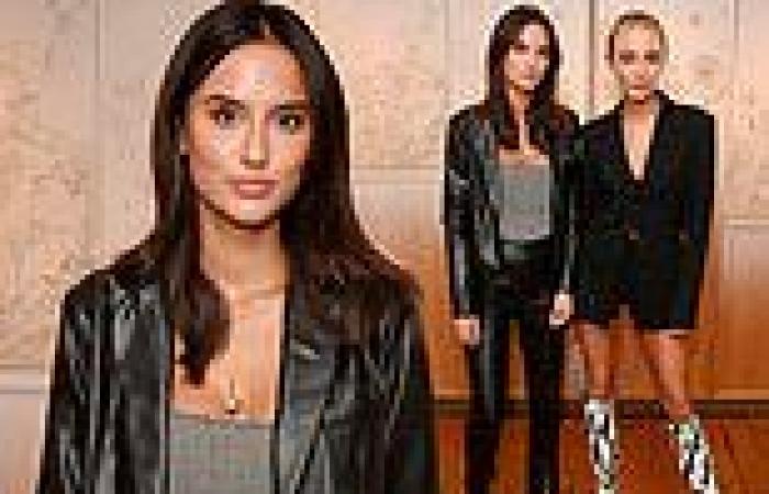Lucy Watson wows in all leather with  Nicola Hughes in leopard print boots at  ...