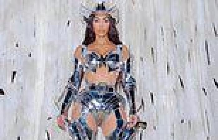Kim Kardashian wows in metallic 'CowBot' costume for sister Kendall Jenner's ...