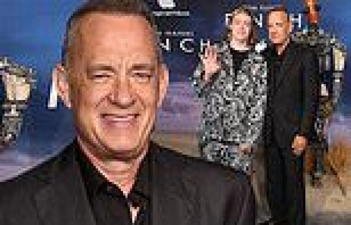 Tom Hanks reunites with Caleb Landry Jones at the LA premiere of their Apple ...