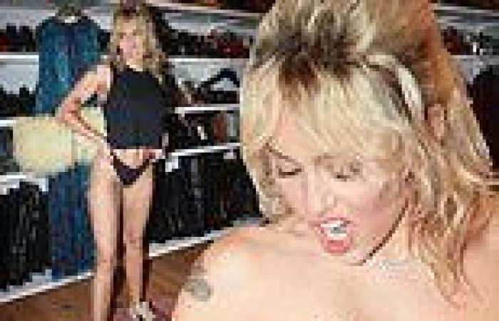 Miley Cyrus goes topless and strips down to her skivvies to promote Gucci ...