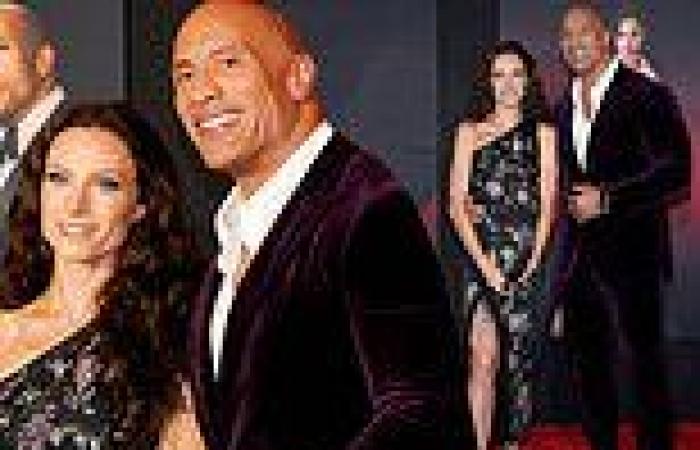 Dwayne 'The Rock' Johnson cuddles up to stylish wife Lauren at Red Notice ...