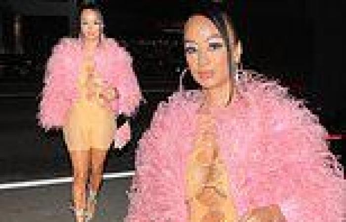 Draya Michele leaves little to the in a nude jumpsuit on a night out in West ...
