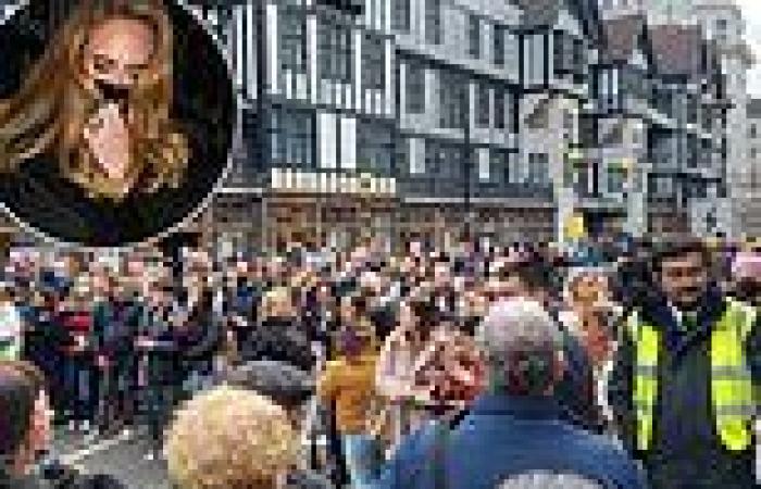 Adele fans gather outside the London Palladium ahead of her much-anticipated ...