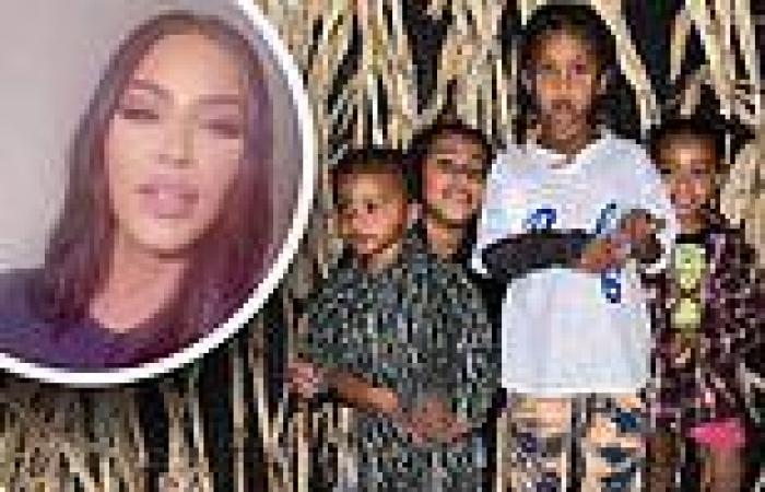 Kim Kardashian posts precious snaps of her children posing before a rustic ...