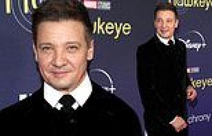 Jeremy Renner sports a classic black suit on the red carpet at the Los Angeles ...