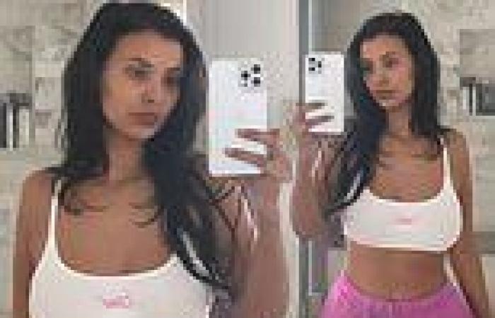 Maya Jama displays her taut midriff in a white crop top as she poses for ...