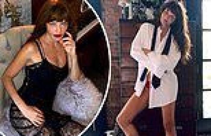 Helena Christensen, 52, turns up the heat in a lace lingerie dress