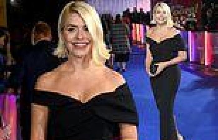 Holly Willoughby wears a figure hugging black dress as she arrives at ITV ...