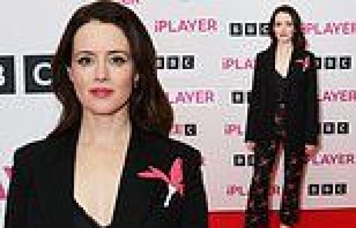 Claire Foy puts on a quirky display in a vintage print suit at the launch of A ...