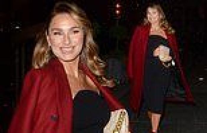 Pregnant Sam Faiers displays her growing baby bump in an elegant black evening ...