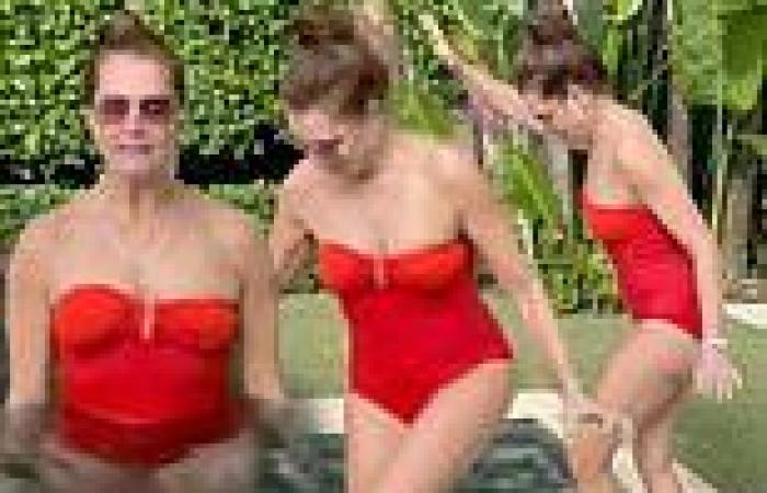 Brooke Shields, 56, looks sensational in a red swimsuit