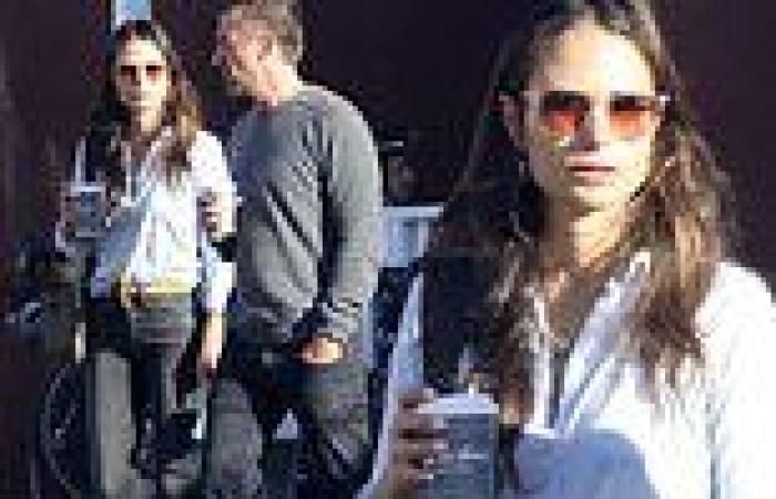 Jordana Brewster and fiancé Mason Morfit sport fall style as they grab a ...