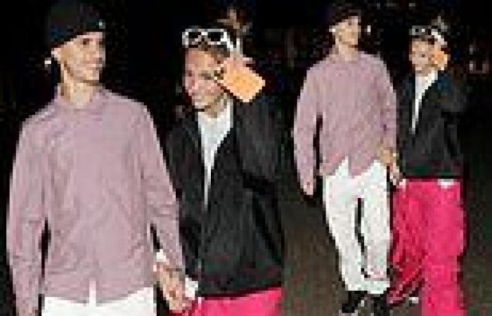Romeo Beckham and Mia Regan arrive holding hands at Prada's opening party at ...