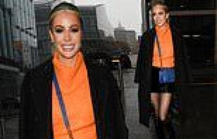 Olivia Attwood stands out from the crowd in eye-catching orange jumper as she ...
