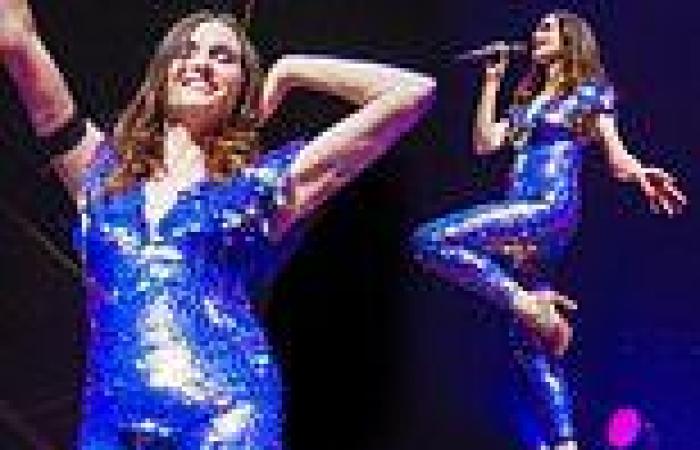 Sophie Ellis-Bextor dazzles in a sequin jumpsuit as she performs on stage while ...