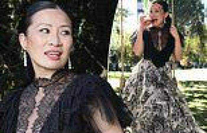 Poh Ling Yeow stuns in opulent black and white Christian Dior gown on the set ...