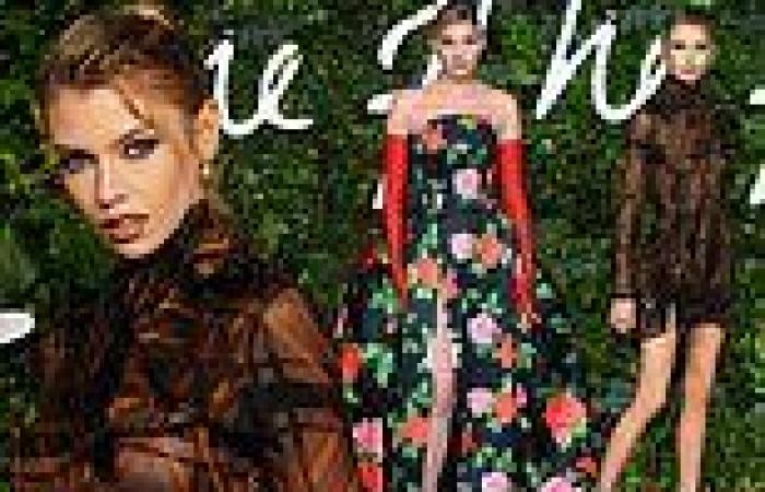 Fashion Awards 2021: Stella Maxwell wears a thigh-skimming dress as Elsa Hosk ...