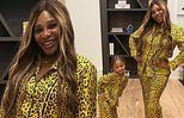 Serena Williams and her daughter Olympia wear matching leopard-print pajamas in ...