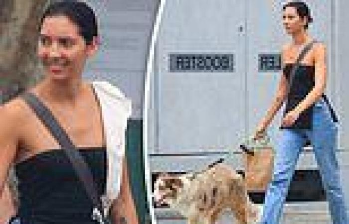 Zac Efron's ex-girlfriend Vanessa Valladares takes her dog for a walk with ...
