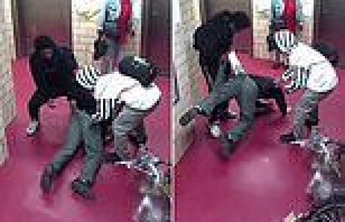 Two muggers beat a man over the head with  brick in NYC housing block and steal ...