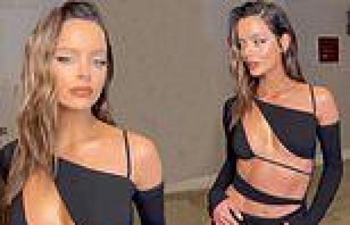 Maura Higgins sizzles in a racy black cut-out dress in sultry clip