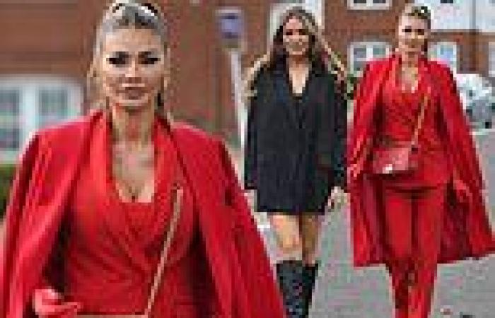 TOWIE's Chloe Sims commands attention in red as she joins her leggy sister ...
