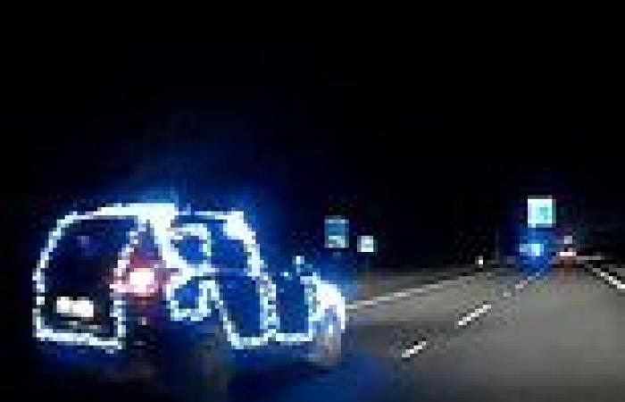 Dublin driver films car covered on fairy lights on the motorway