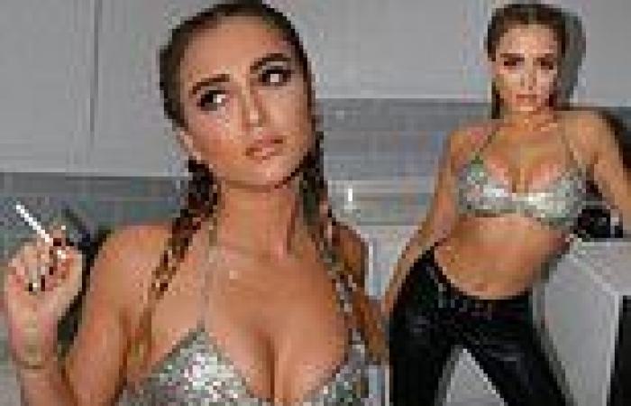 Georgia Harrison sets pulses racing in a busty sequin bra and leather trousers