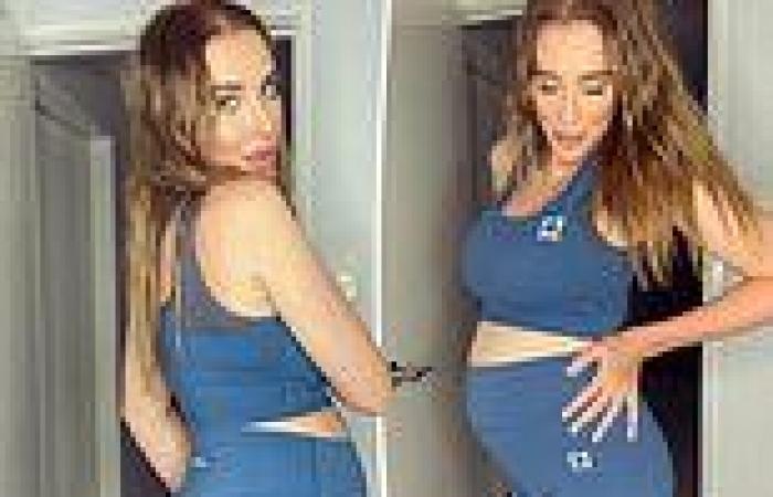 Beck Zemek shows off her growing baby bump in skintight activewear