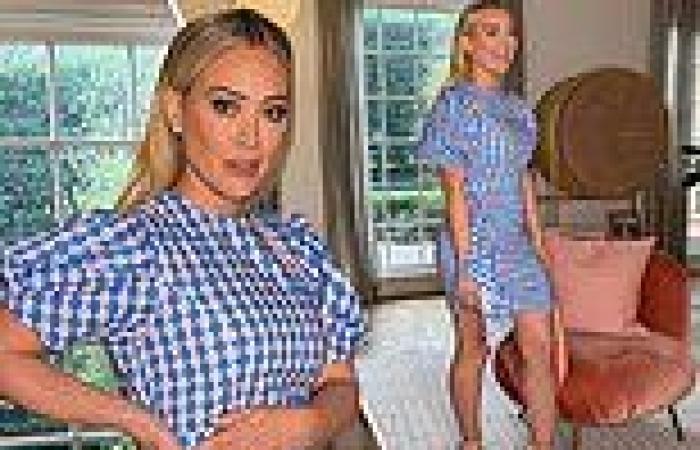 Hilary Duff sports chic blue mini dress with billowing sleeves ahead of How I ...