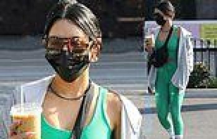 Vanessa Hudgens showcases her fit frame in green sports bra and matching ...