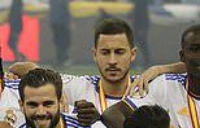 sport news Eden Hazard looks miserable during Real Madrid's Spanish Super Cup celebrations