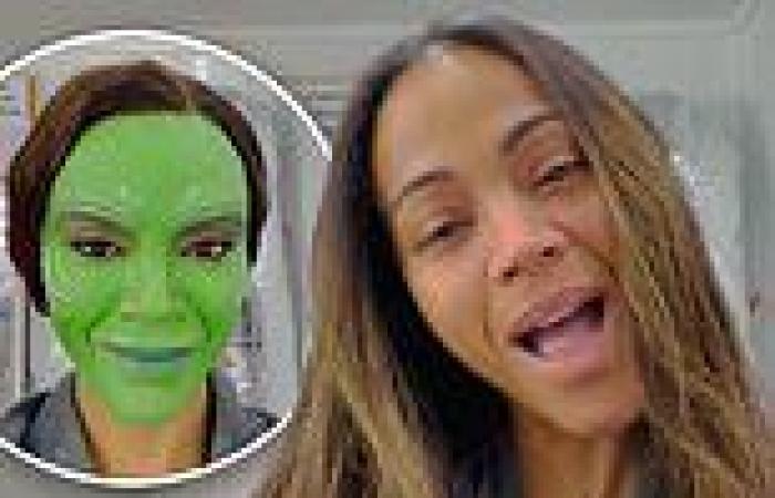Zoe Saldana shares video of her applying Gamora make-up on set of Guardians of ...