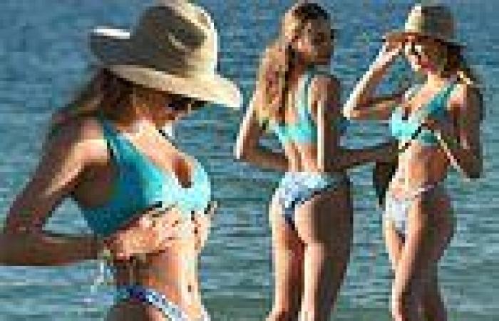 Georgia Harrison flaunts her sizzling figure in a blue bikini