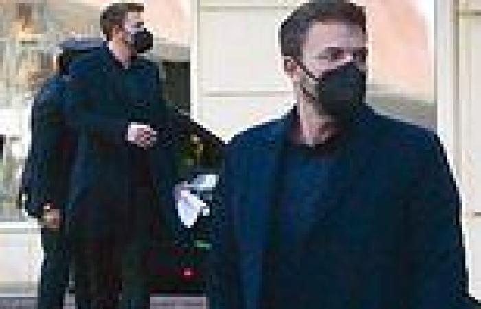 Ben Affleck cuts dapper figure in midnight blue coat in Beverly Hills