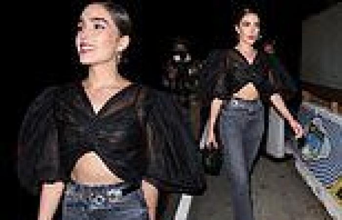 Olivia Culpo bares her toned midriff in a black crop top while out in West ...