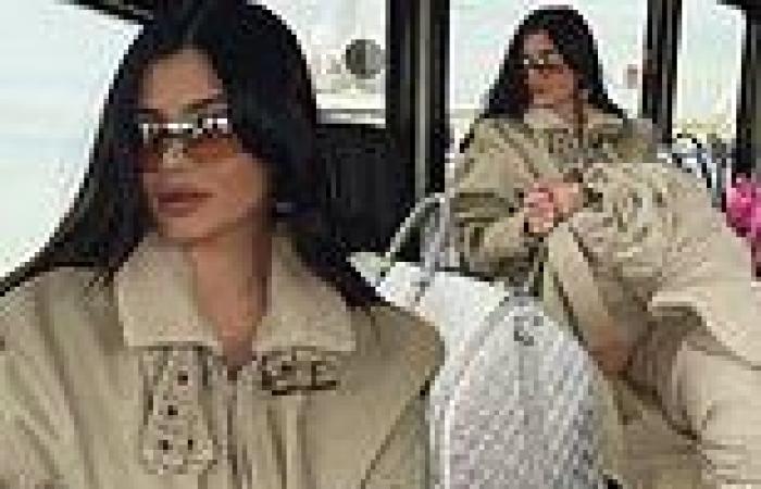 Kylie Jenner is seen by her private jet with daughter Stormi as she seems to be ...