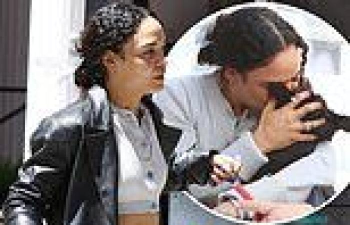 Tuesday 10 May 2022 11:08 PM Tessa Thompson flaunts taut tummy and kisses her beloved dog Coltrane at café ... trends now