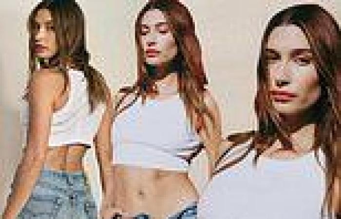 Tuesday 10 May 2022 08:35 PM Hailey Bieber shows off her toned abs in a crop top as she models Levi's 501 ... trends now