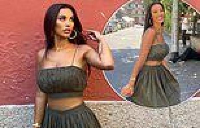 Friday 20 May 2022 10:55 AM Maya Jama shares a glimpse of her toned midriff in an olive green co-ord trends now