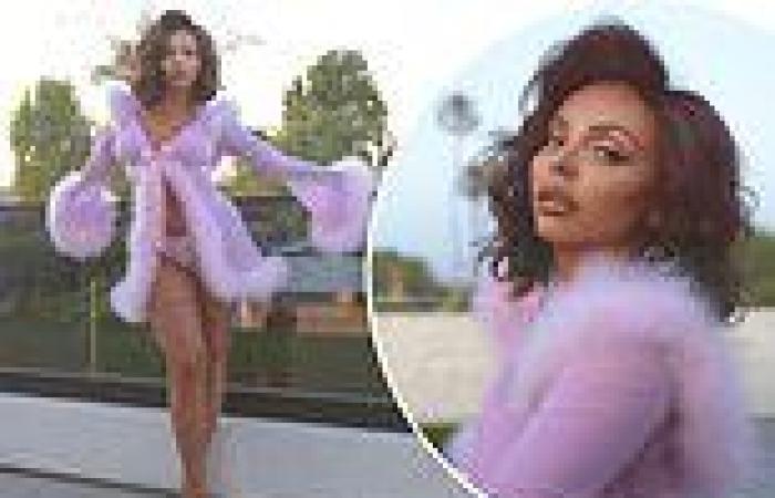 Tuesday 24 May 2022 02:04 PM Jesy Nelson poses in skimpy pink lace lingerie and sheer negligee trends now