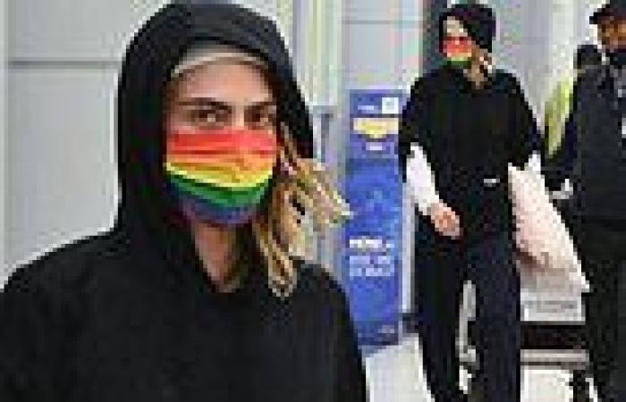 Thursday 2 June 2022 07:55 PM Cara Delevingne sports a rainbow mask during Pride Month while walking through ... trends now