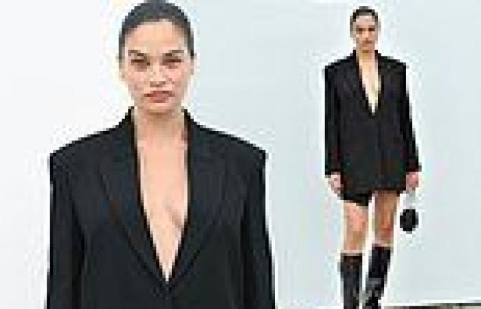 Wednesday 22 June 2022 05:08 PM Pregnant Shanina Shaik puts on a busty display in black blazer dress as she ... trends now