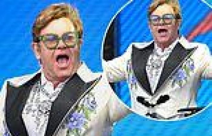 Friday 24 June 2022 10:36 PM Sir Elton John puts on animated display in flamboyant bejewelled jacket trends now