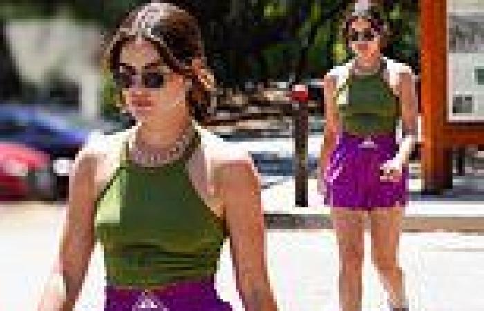 Friday 1 July 2022 11:12 AM Lucy Hale displays her toned pins in high-waisted purple shorts as she enjoys ... trends now