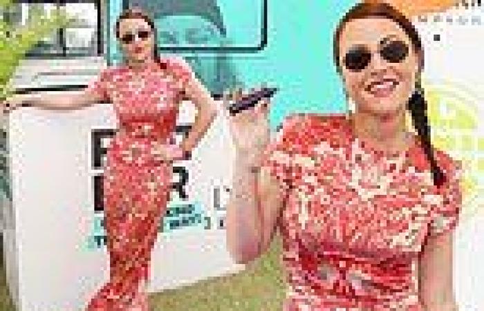 Saturday 2 July 2022 08:30 PM Jaime Winstone cuts a glamorous figure in skintight red patterned gown as she ... trends now