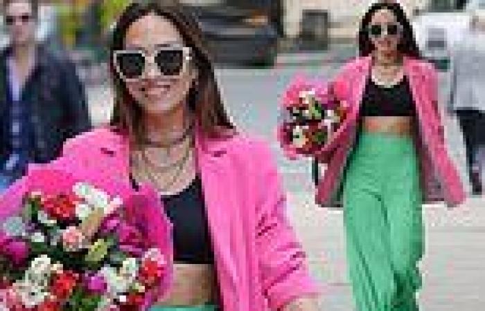 Monday 4 July 2022 04:18 PM Myleene Klass displays her taut abs in a bold trouser suit and crop top trends now