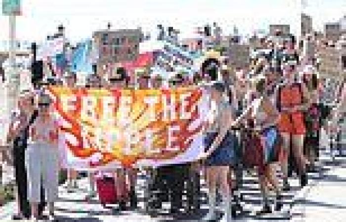 Sunday 14 August 2022 04:16 PM Hundreds strip off for 'Free the Nipple' protest on Brighton beach to challenge ... trends now