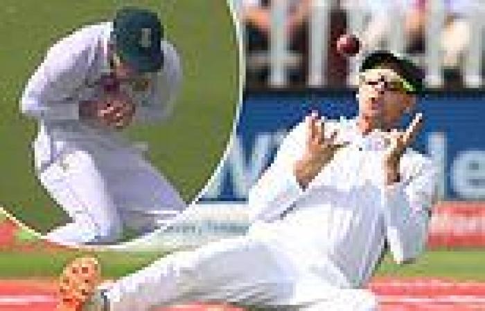 sport news South Africa's Sarel Erwee fumbles catch in attempt to dismiss Ollie Pope FOUR ... trends now